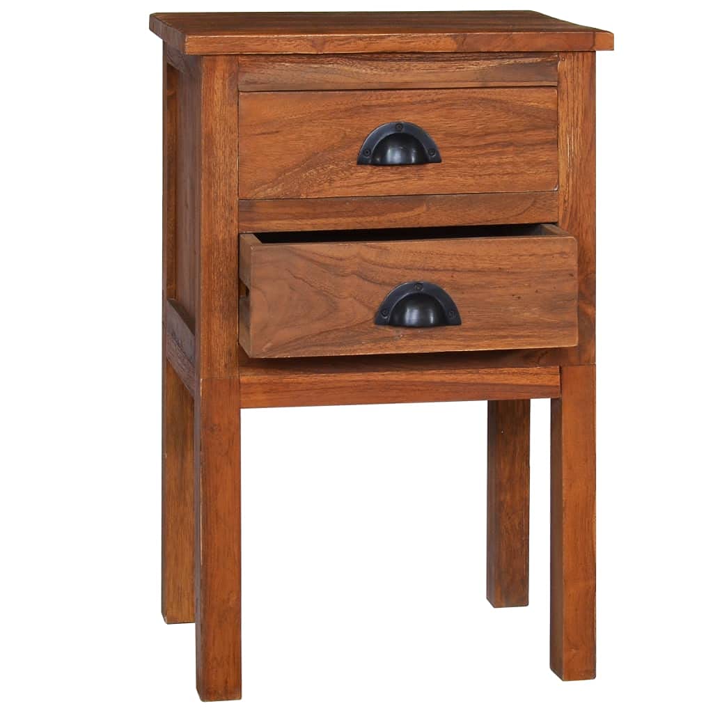 vidaXL Solid Teak Wood Bedside Cabinet Side Bed Drawer Stand Wooden Table Living Room Bedroom Nightstand Home Interior Indoor Organize